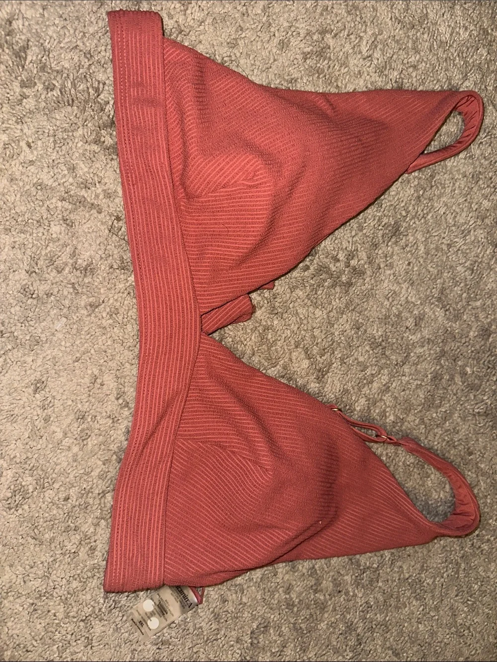 Vitamin A Ribbed Triangle Bikini Top in Rusty Pink